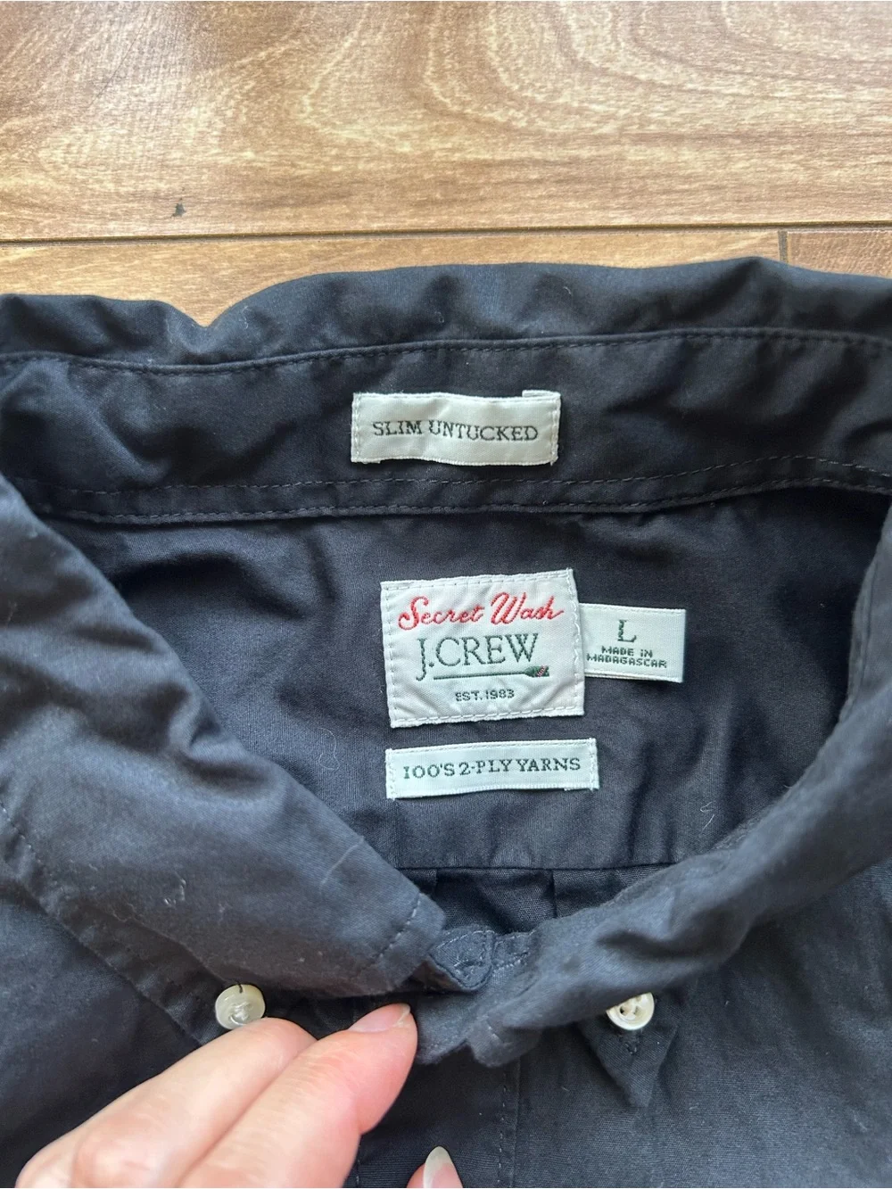 J.Crew Slim Untucked Secret Wash Black Poplin Button Up Shirt
